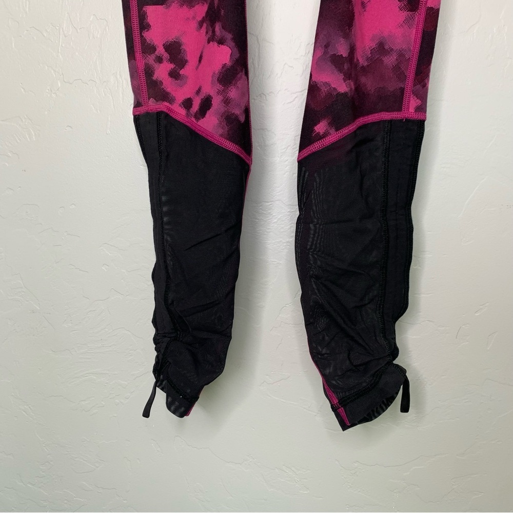 Lululemon Sweaty Endeavor Blooming Pixie Raspberry Mesh Leggings Size 6 - Picture 4 of 12